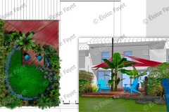 Plan et élévation habillés d'un aménagement paysager de jardin privé - 2024